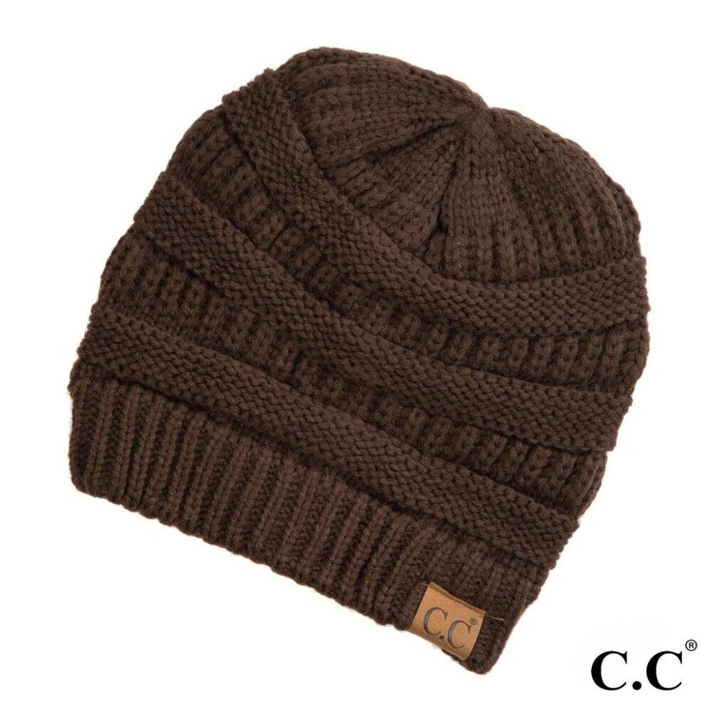 Cheveux Authentic CC Beanie Womens Cap Hat Slouch Color - Brown